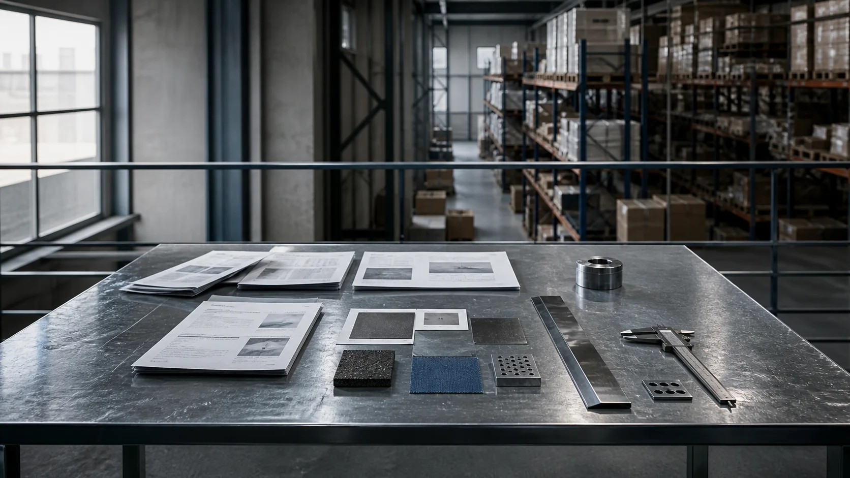 Operational evidence arranged for review above a wholesale warehouse