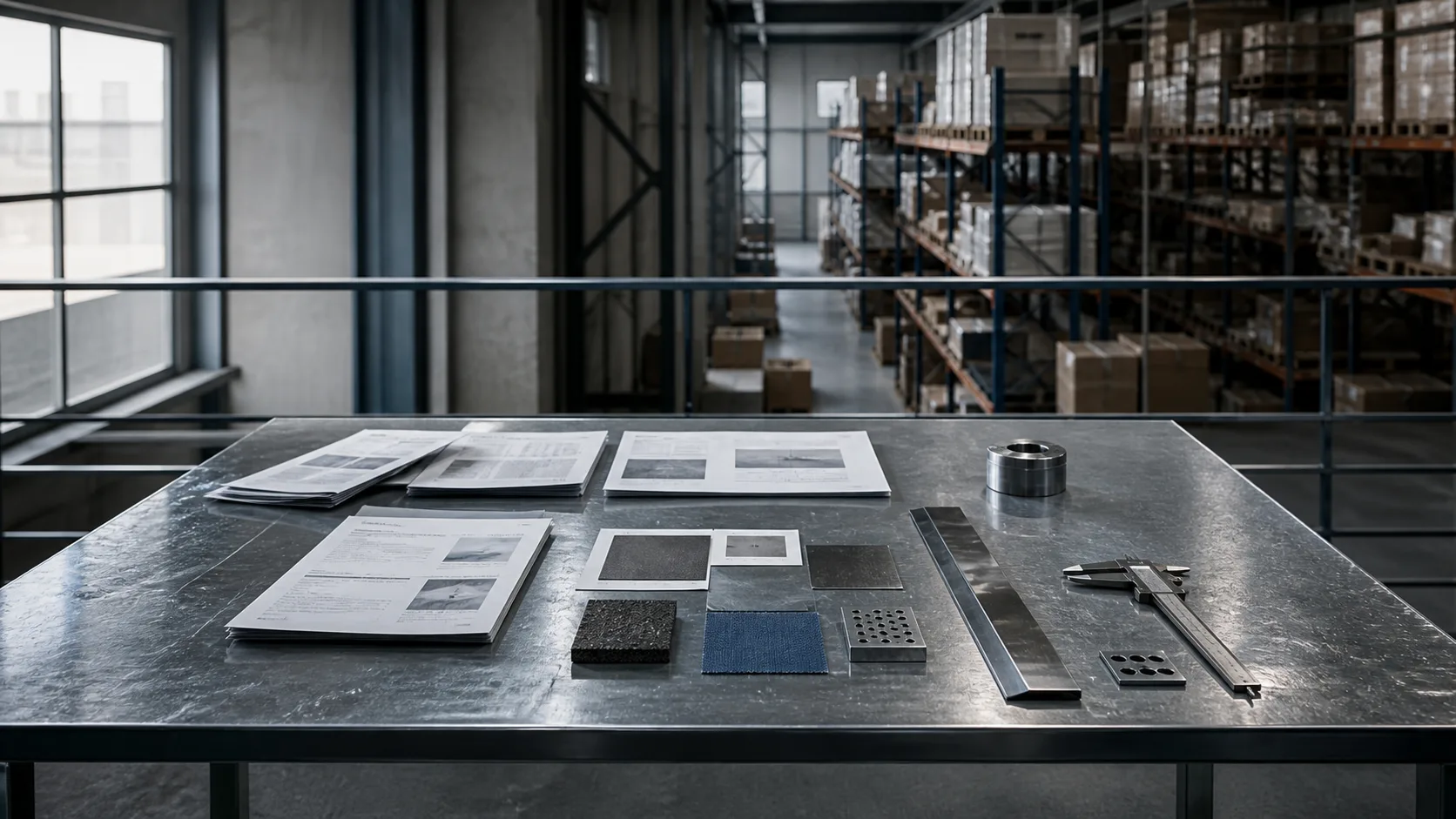 Operational evidence arranged for review above a wholesale warehouse