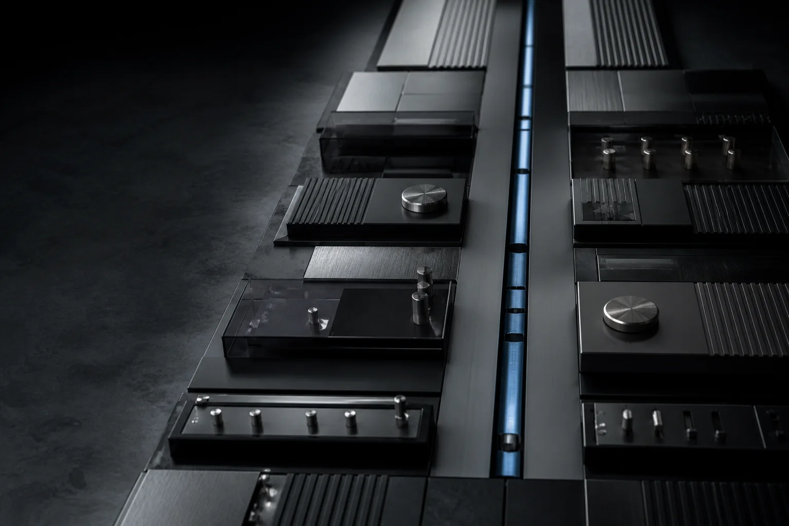 A modular analytical system organized around a controlled signal channel